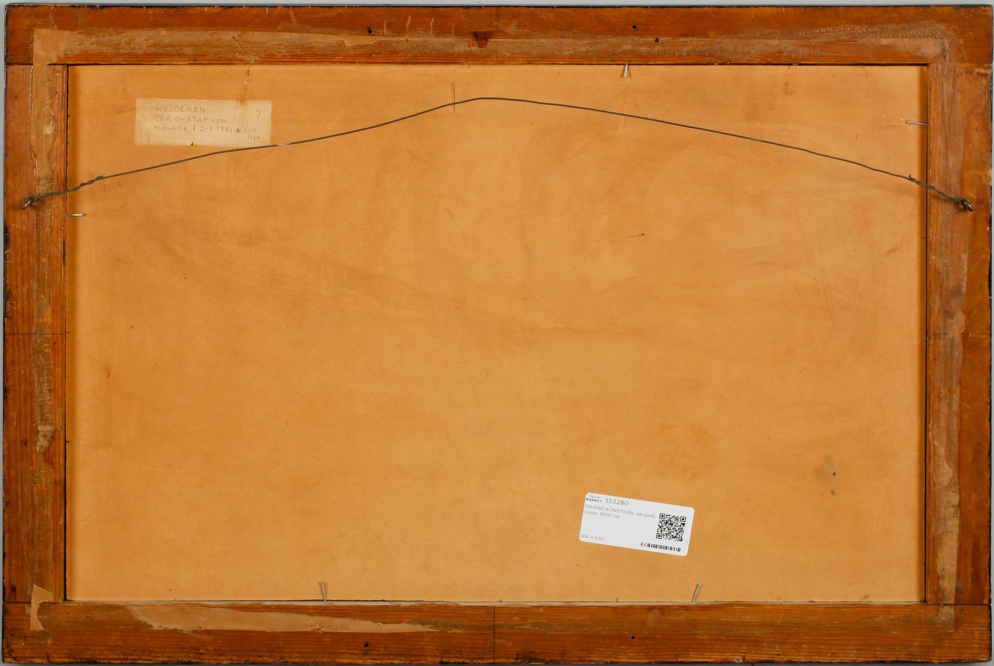 OKÄND KONSTNÄR, akvarell, 1800-tal.