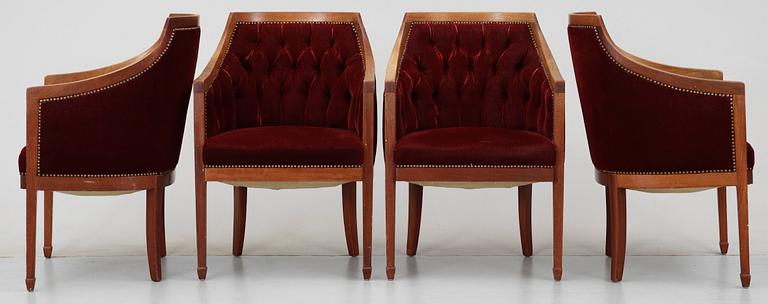 FÅTÖLJER, 4 st, Nordiska Kompaniet, 1900-talets mitt.