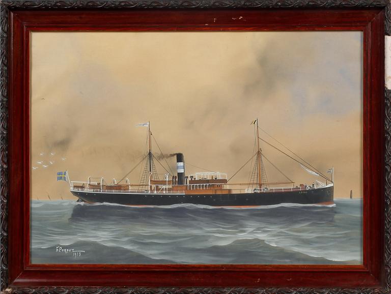 OKÄND KONSTNÄR, blandteknik, bär signatur, daterad 1913.