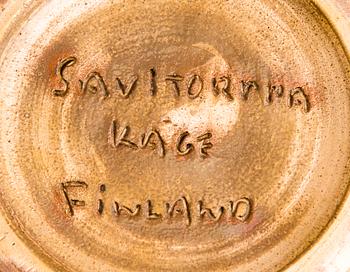 BORDSLAMPA, SAVITORPPA, rödlera, signerad KAGE, Kauko Forsvik, Finland. 1970/80-tal.