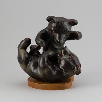 KARL GRÖSSL, a stoneware sculpture of bears, Rörstrand, Sweden.