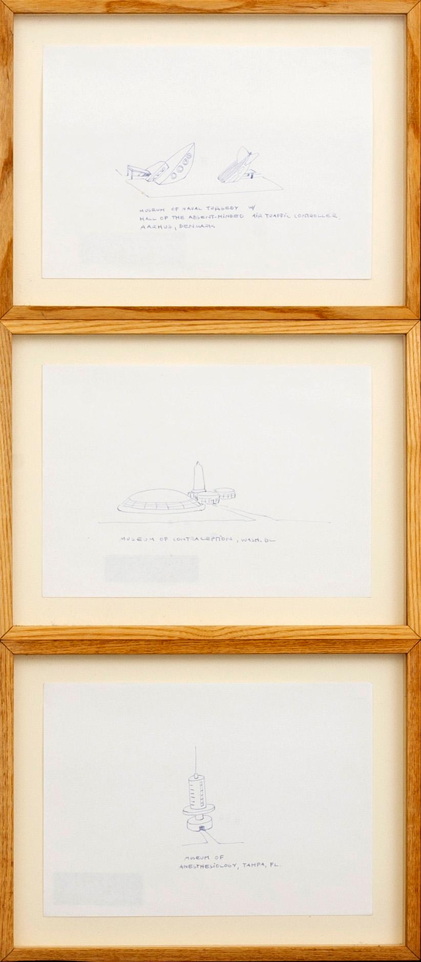 OLAV WESTPHALEN, 3 pcs, pen on plain copy paper, signed 97.