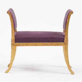 A late Gustavian giltwood stool, Stockholm, late 18th century.
