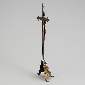 A BRONZE CRUCIFIX, 18th century.