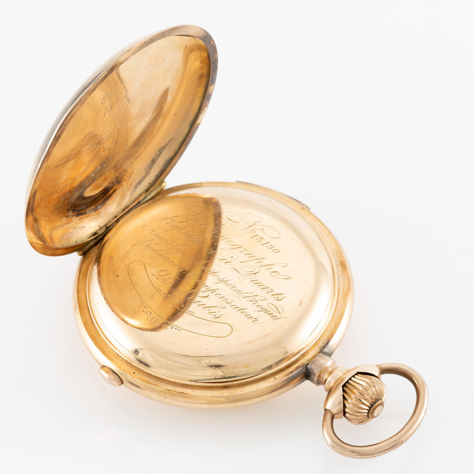 Pocket watch, hunter, 14K gold, 64 mm.