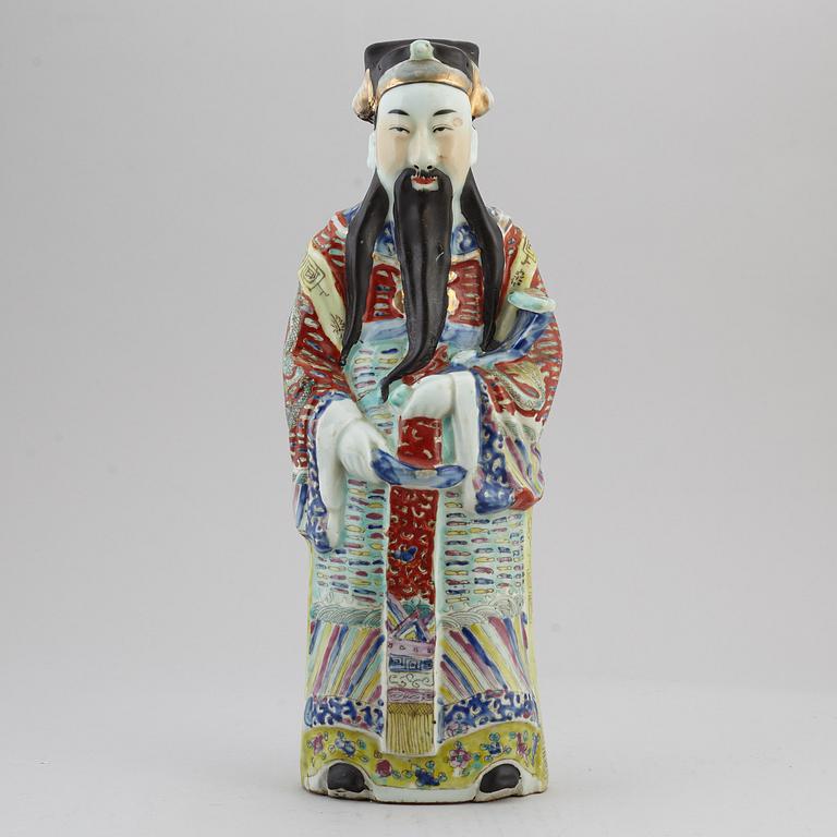 A large Chinese famille rose figure/sculpture of a scholar, 20th century.