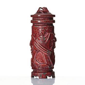 Jais Nielsen, a stoneware lidded vase, model 20.100, Royal Copenhagen, Denmark 1955.