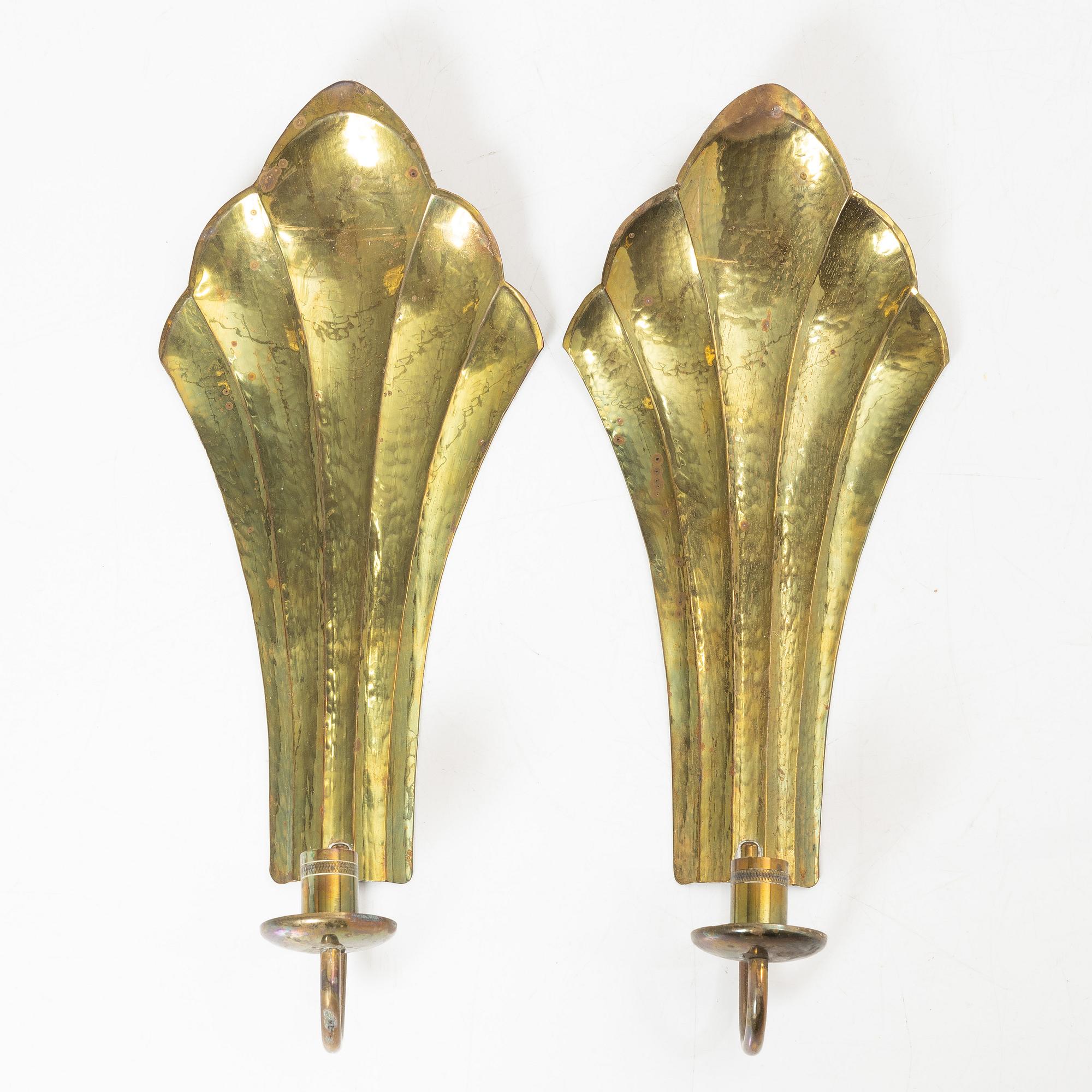 Carl Gustaf Ericsson, wall sconces, a pair, brass, Arvika.