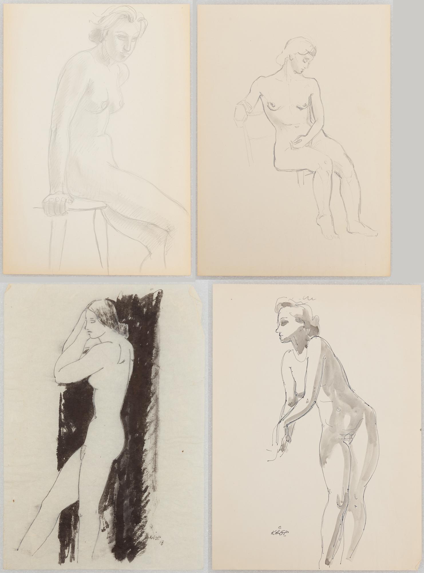 Wilhelm Kåge, a set of four model studies, 1930s-40s.