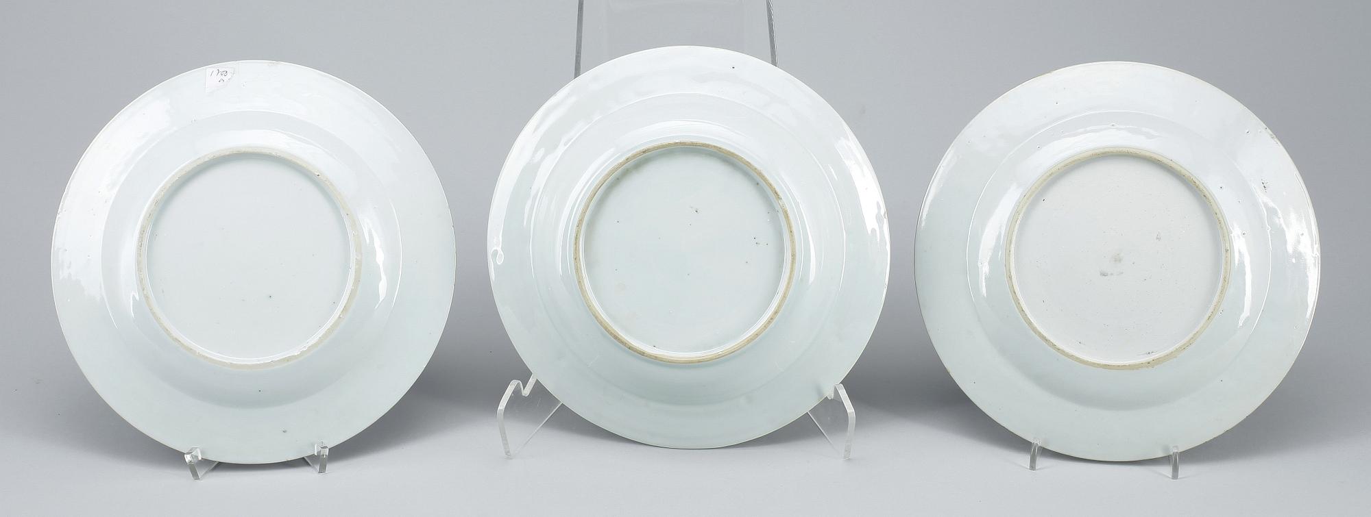 TALLRIKAR, 3 st, Kina, Qianlong, 1736-1795.