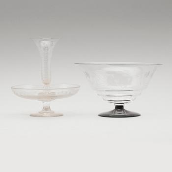 SKÅLAR, 2 st, glas, 1900-tal.