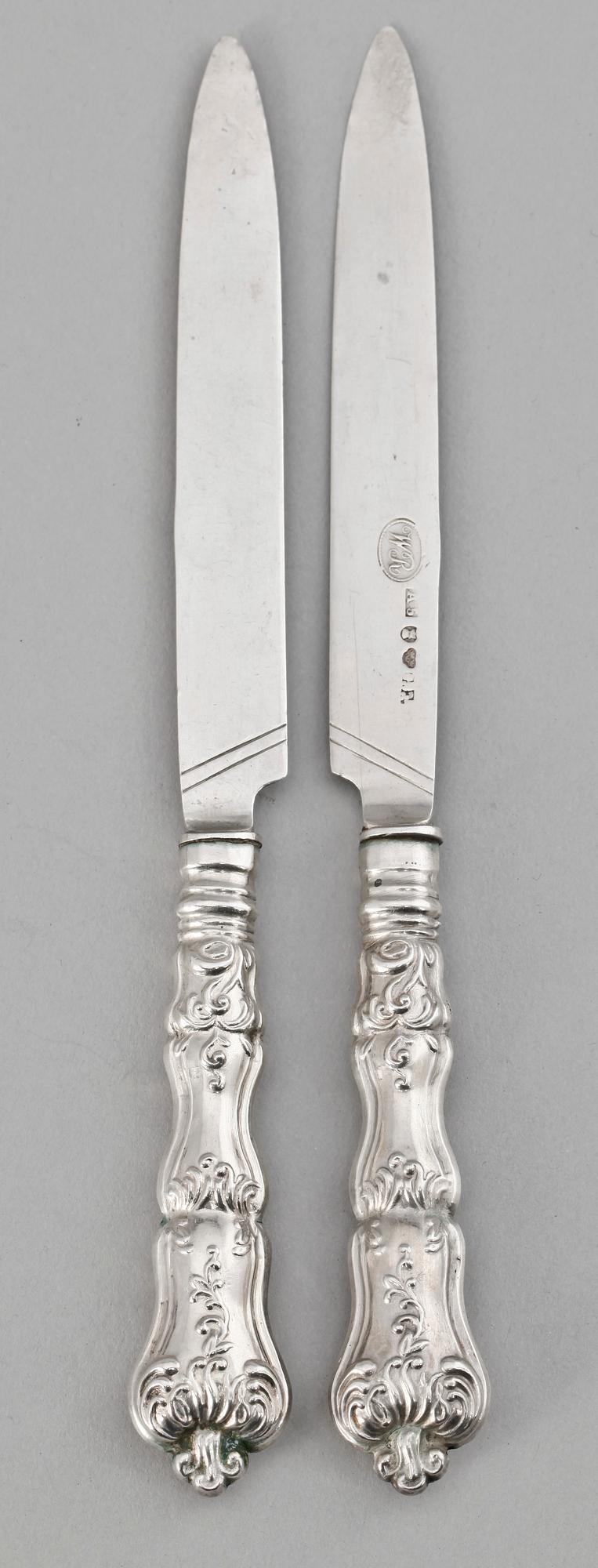 FRUKTKNIVAR, 11 st, silver, Gustaf Folcker Stockholm 1854. Tot vikt ca 355 gram.