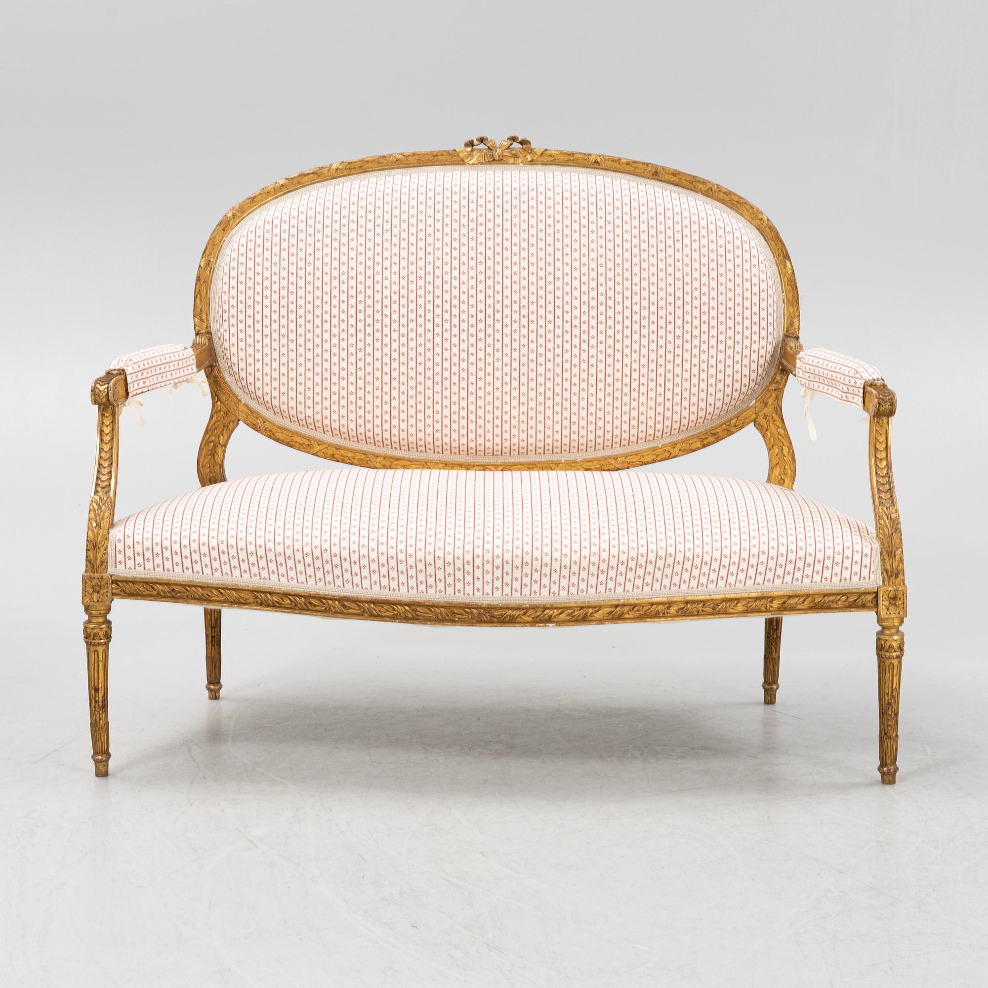 A set of four Louis XVI style furniture, late 19th century.