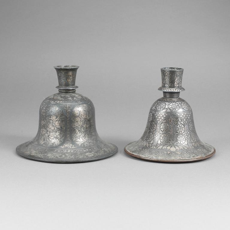 DEL FÖR VATTENPIPA, 2 st, Bidri-arbete, 1800-tal.