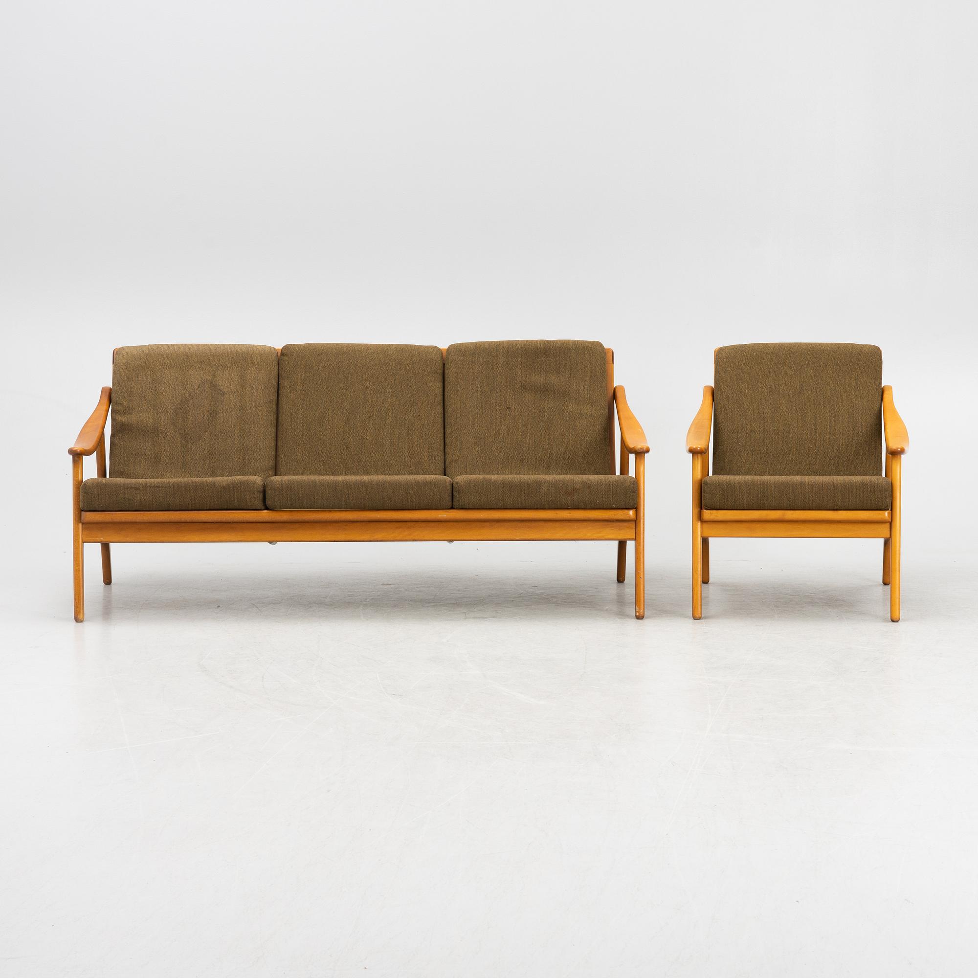 Soffa och fåtölj, Bejra Möbel, Tibro, 1960-tal.