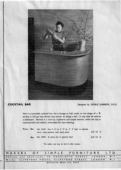 Gerald Summers, a cocktail bar, Makers of Simple Furniture, England, 1935-1940.