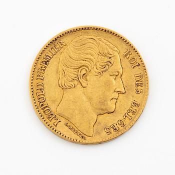 Gold coin Belgium, Leopold I, 20 Franc, 1865.