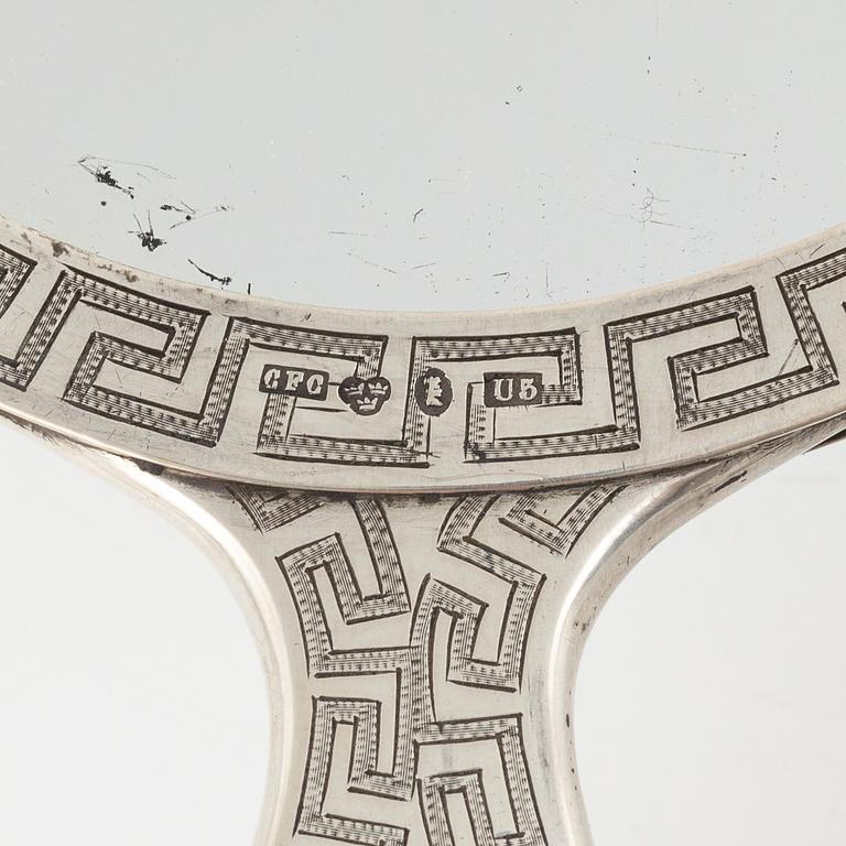 A Swedish Silver Hand Mirror, mark of Carl Fredrik Carlman, Stockholm 1874.