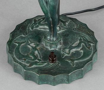 BORDSLAMPA, brons, art deco, 1920-tal.