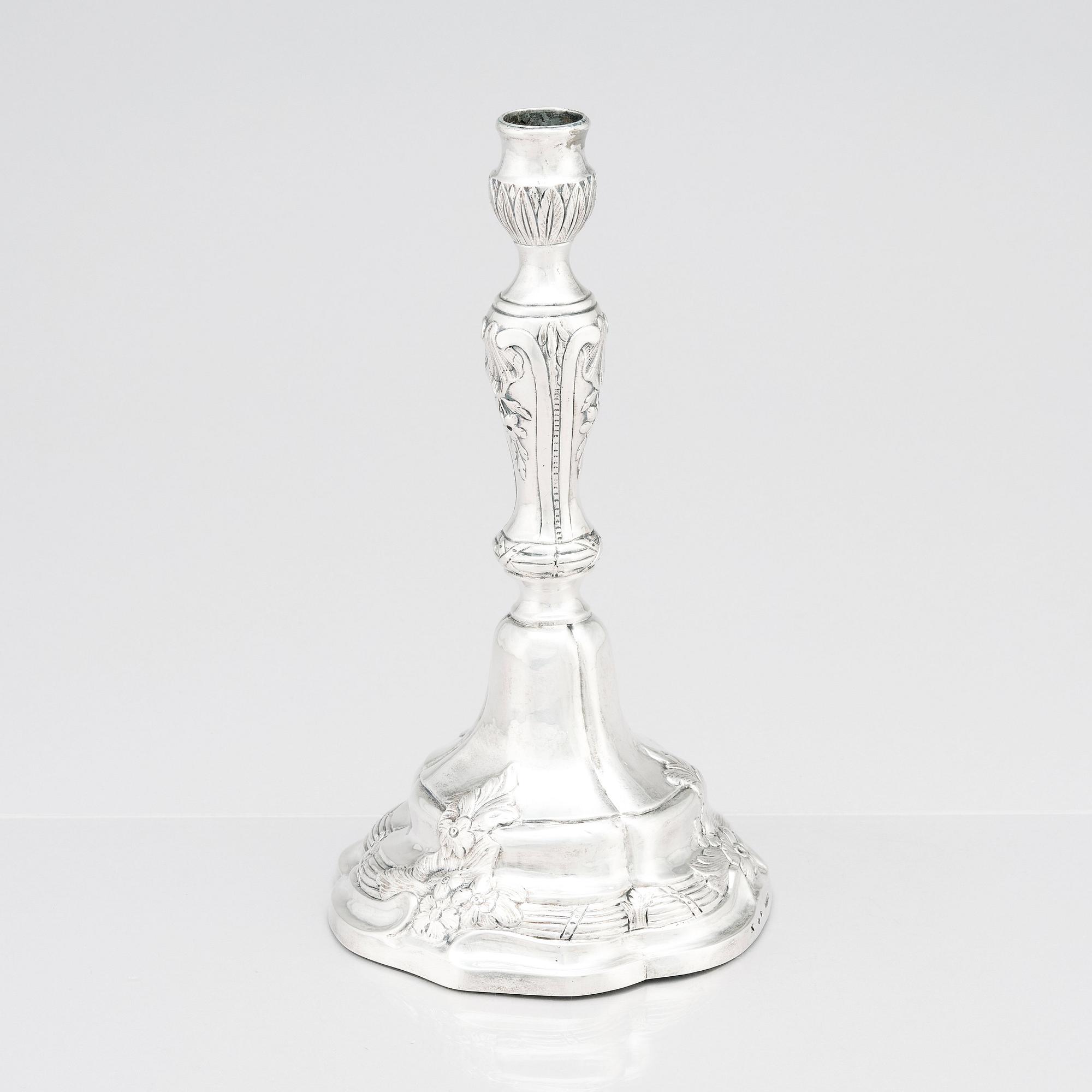 Isak Trybom, ljusstake, silver, Stockholm 1780. Rokoko.