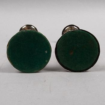 LJUSSTAKAR, ett par, silver, empire, Stockholm 1830.