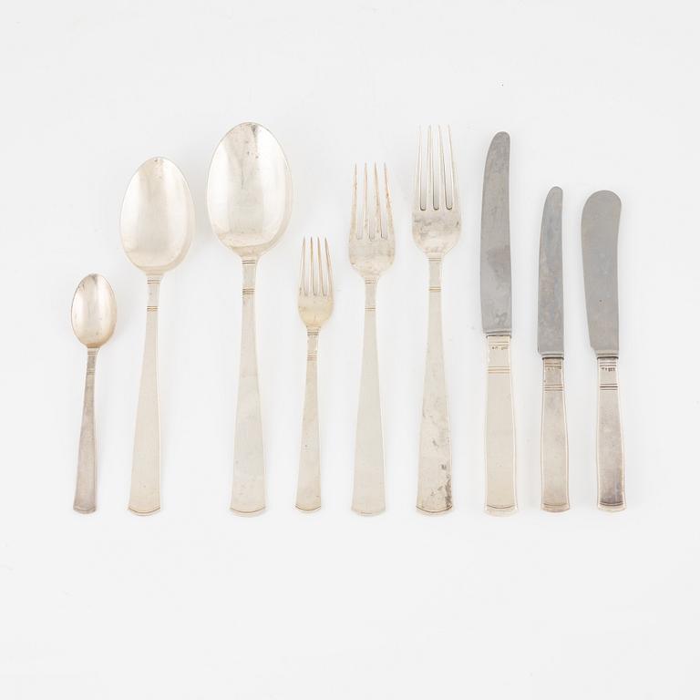 Jacob Ängman, a 73-piece silver cutlery set, 'Rosenholm', GAB, Stockholm, 1948-63.