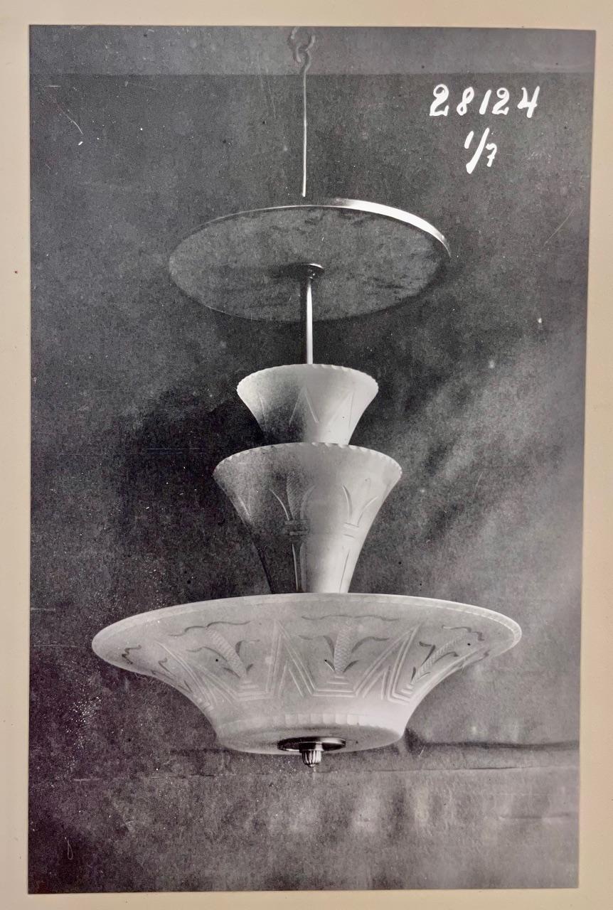 Edward Hald, & Erik Tidstrand, a ceiling lamp, Orrefors & Nordiska Kompaniet, 1920s-30s.