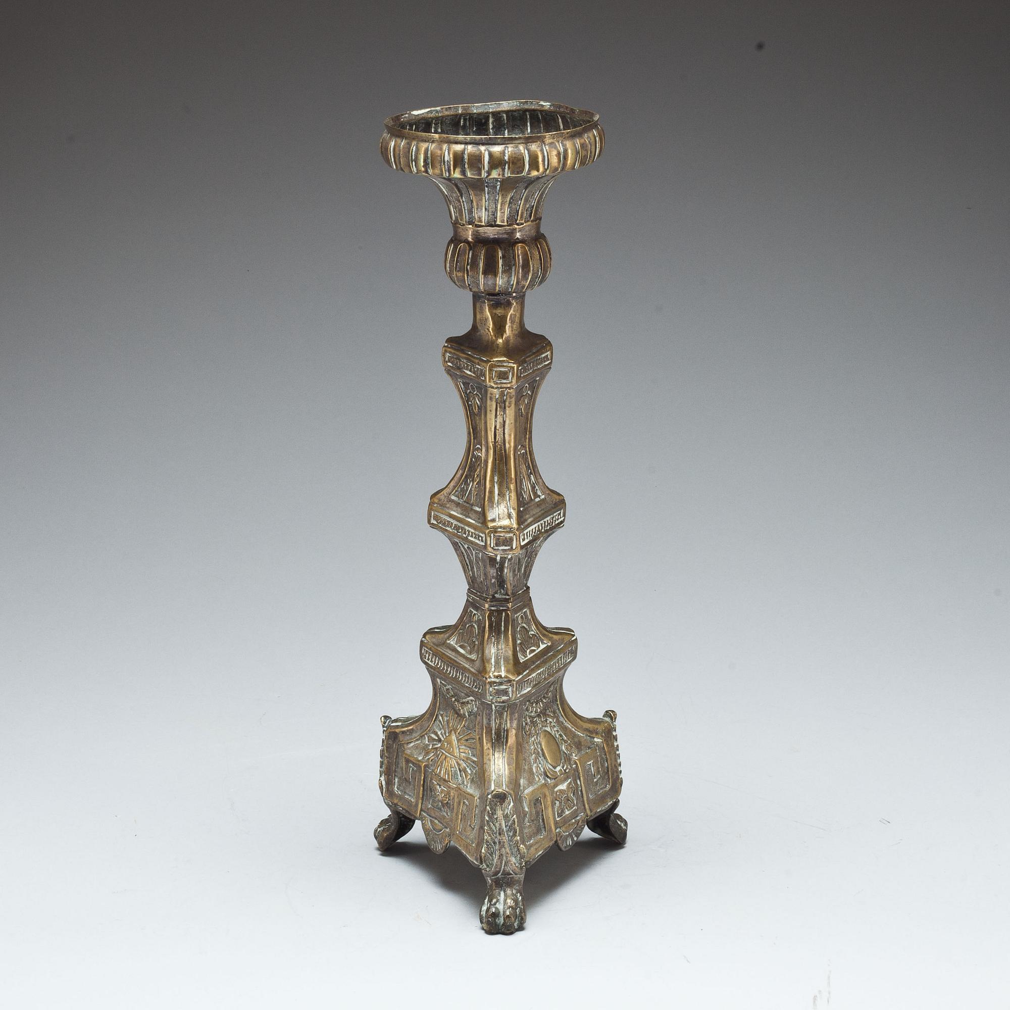 ALTARSTAKE, Judaica, mässingsplåt, 1800-talets början.