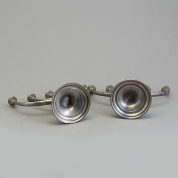 A pair of pewter candelabra from GAB, first half of the 20th century.