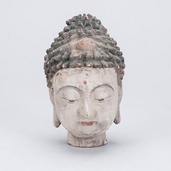 BUDDHA, skulptur, trä, Kina, 1900-talets mitt.