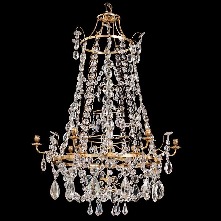 A Gustavian six-light chandelier, late 18th century.