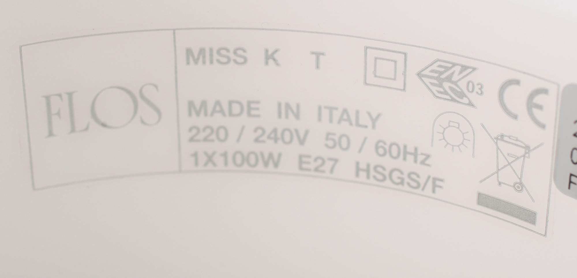 BORDSLAMPA, "Miss K", Philippe Starck, Flos, Italien.