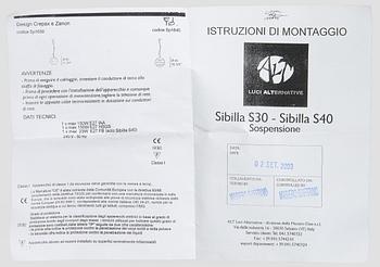 A "Sibilla" pendant light, ALT Luci Alternative, Murano, Italy 2000s.