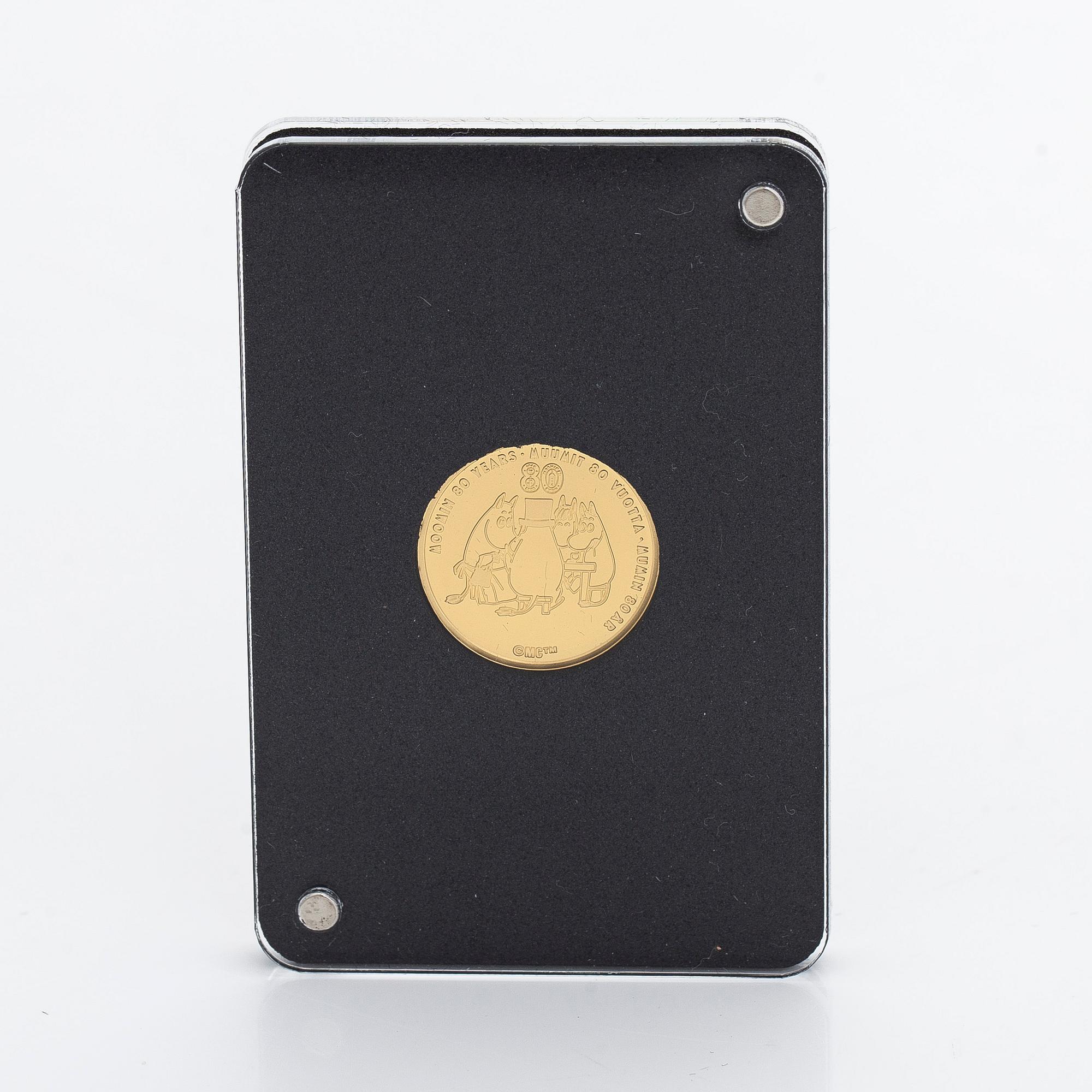 Coin, Moomin 80, gold 99.9%.