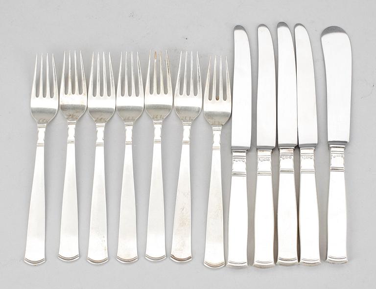 BESTICK, 12 st, silver, "Rosenholm", GAB, Stockholm 1952-1954. Tot vikt ca 298g.