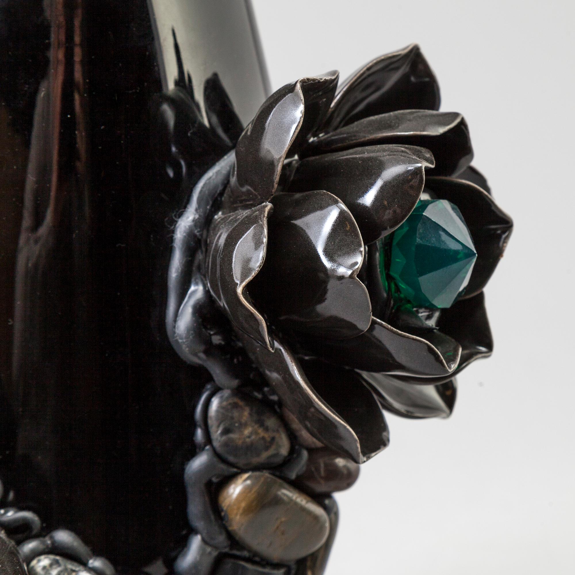 ZANDRA AHL, vase in mixed media, signed with label.