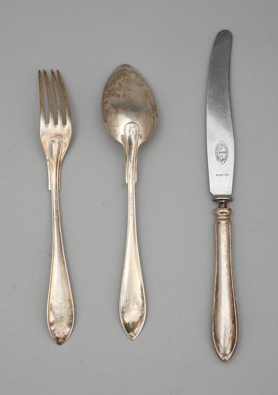 PARTI BESTICK, 31 delar, silver, bla GAB, Stockholm, 1927. Total vikt 992 gram.