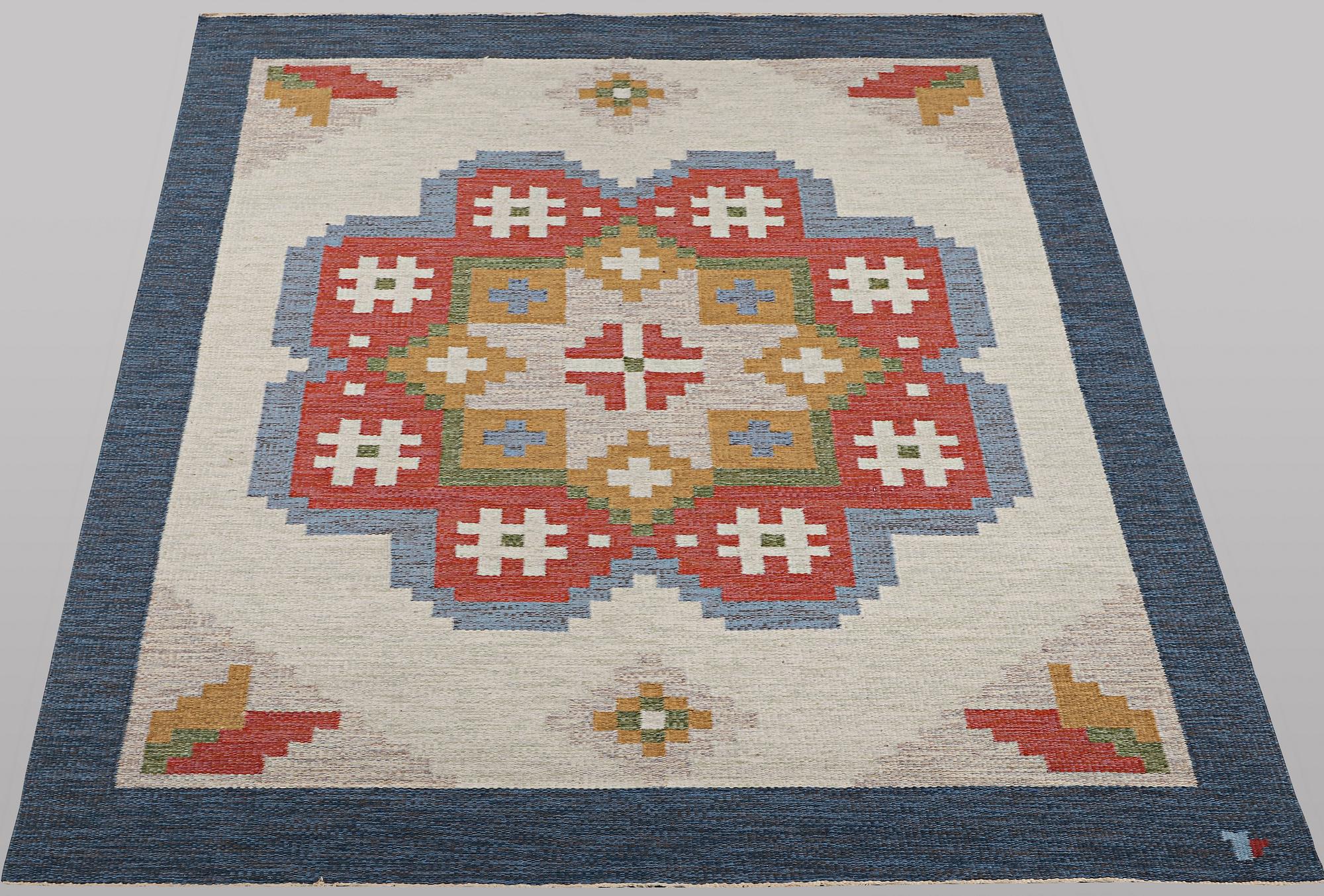 Erik Lundberg, matta, rölakan, "Lister", Vävaregården Eringsboda, ca 243 x 167 cm.