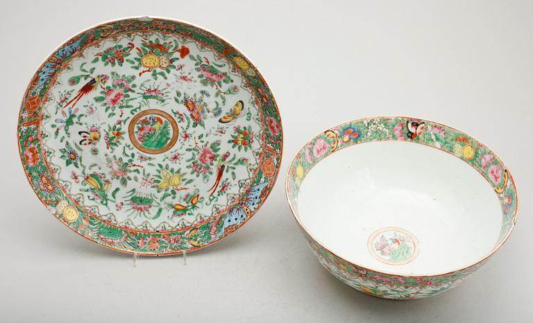 SKÅL OCH SKÅLFAT, porslin, Kina, Kanton, 1800-tal.