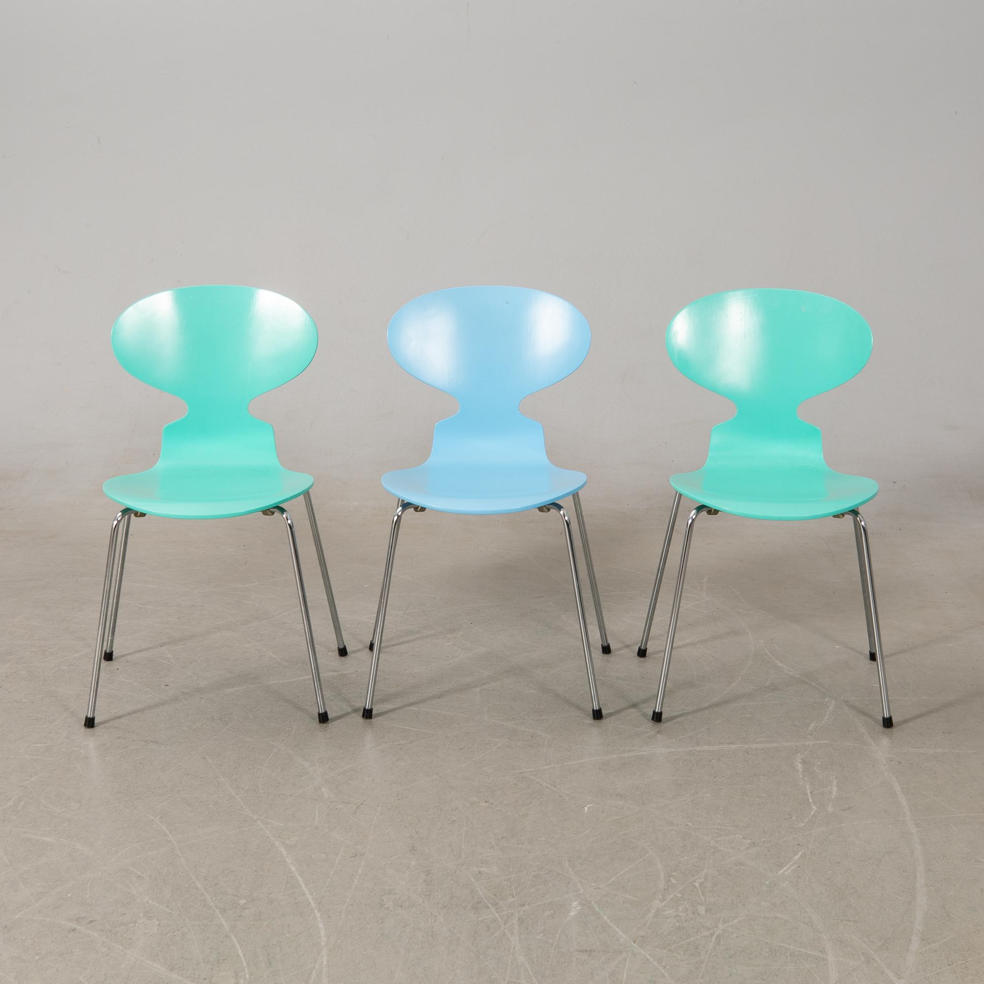 Arne Jacobsen, chairs 8 pcs, "Ant", Fritz Hansen, 1993.