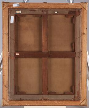 Mikael Dahl Attributed to, Portrait of a lady in a red dress.