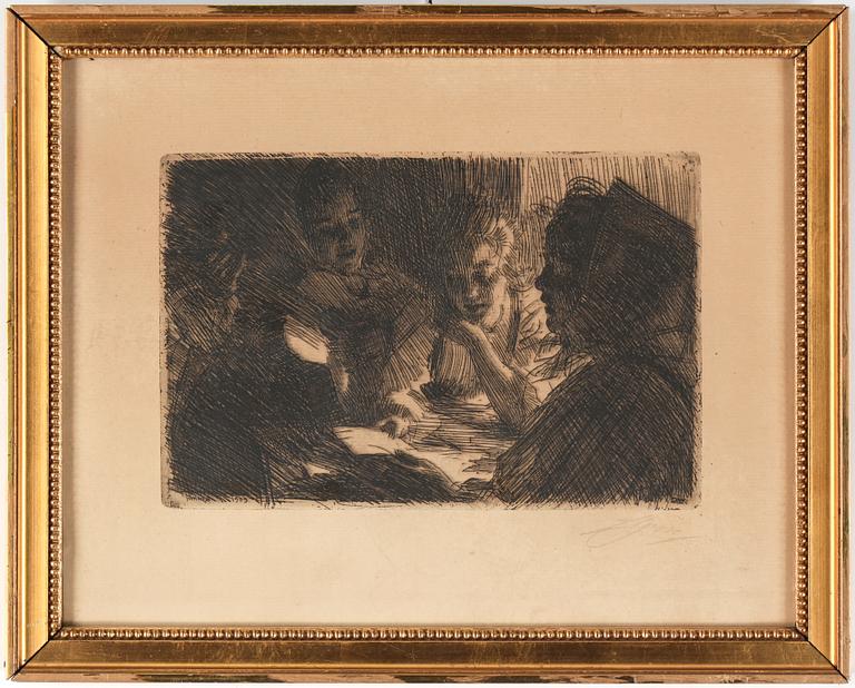 ANDERS ZORN, etsning, "Nya visan", utförd 1903, signerad med blyerts.