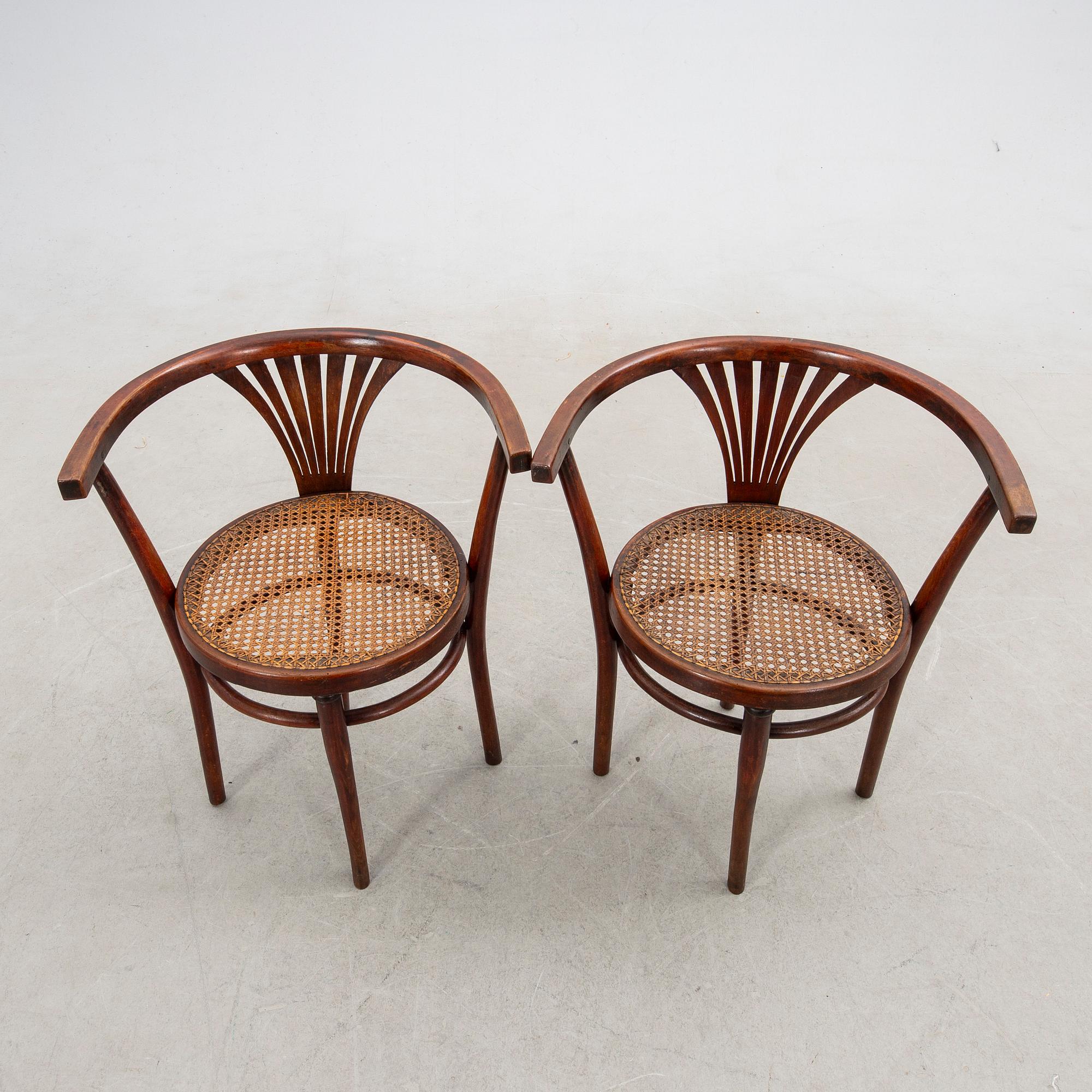 Armchairs, a pair, Thonet, early 20th century.