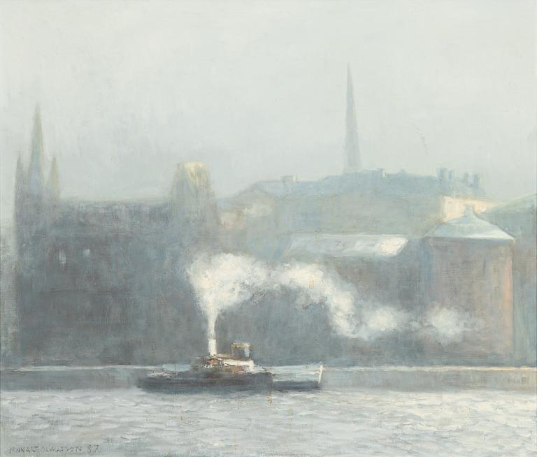 Lennart Olausson, Ångbåt vid Riddarholmen, Stockholm.