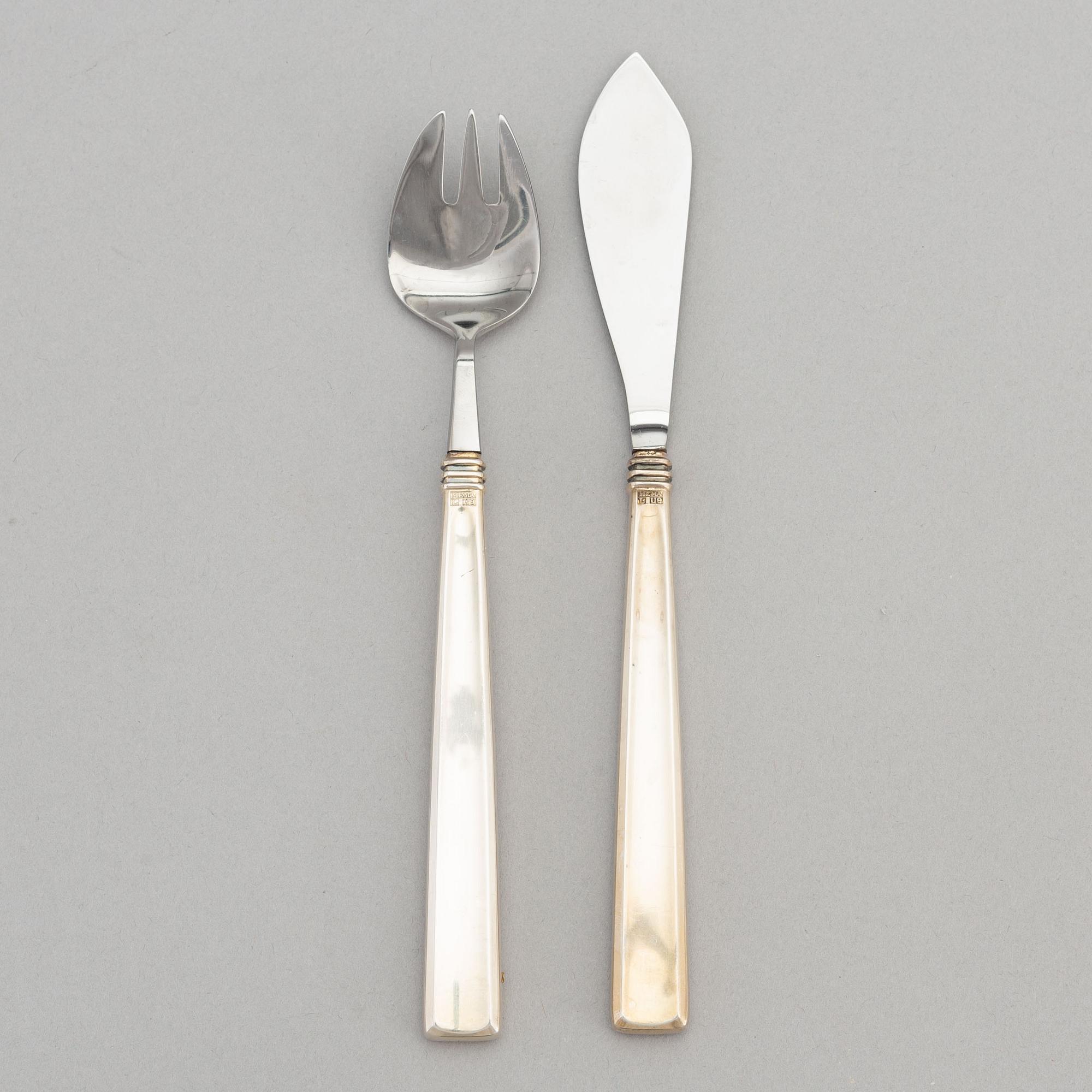 A twelve piece silver dessert cutlery set, Mema, Linköping, Sweden, 1970.