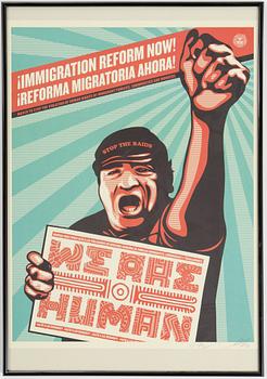 OBEY, Shepard Fairey & Ernesto Yerena, "Immigration reform now!" signed offset poster, dated 2009.