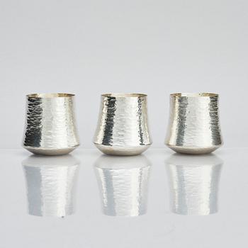 Tapio Wirkkala, a silver pitcher with six beakers, Kultakeskus, Tavastehus Finland 1970-80's.