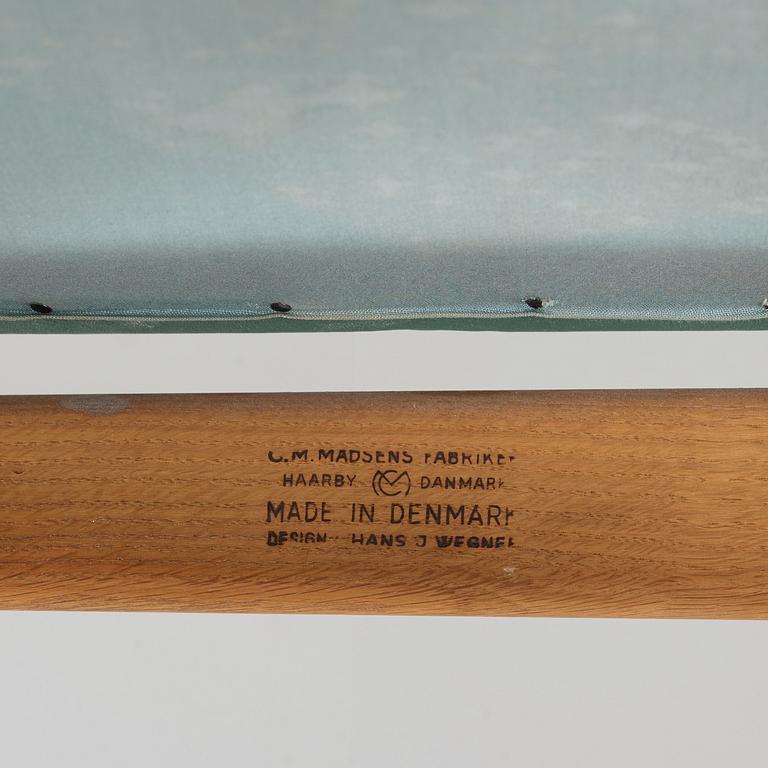 Hans J. Wegner, a set of six oak chairs, CM Madsen Fabriker, Denmark.