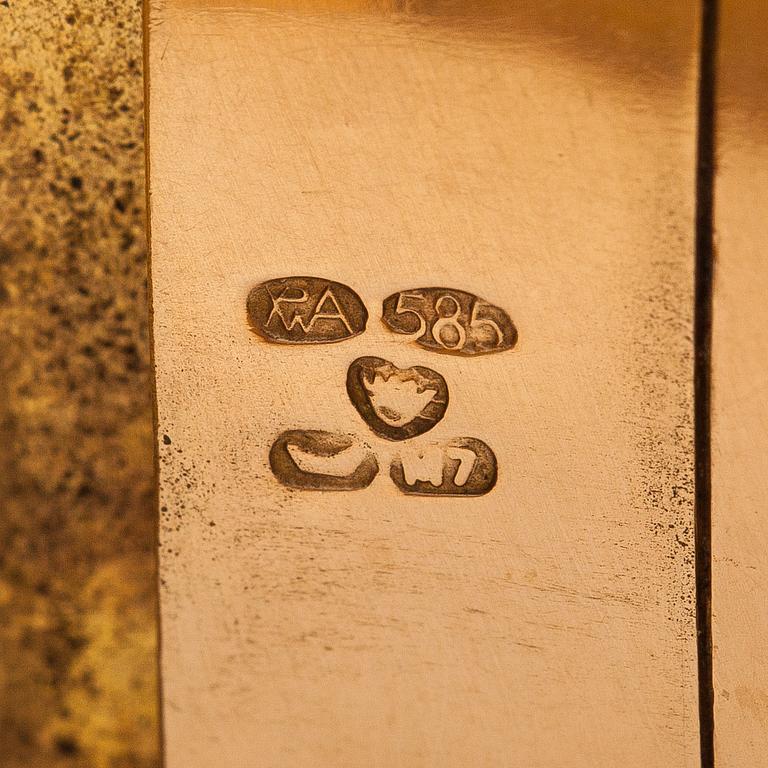 Björn Weckström, A one-of-a-kind 14K gold bracelet "Relief ". Lapponia 1965. Signed BW 65.