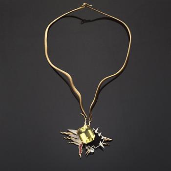 A Kristian Nilsson 18K whhite and red gold necklace with pendant, Stockholm 1976.